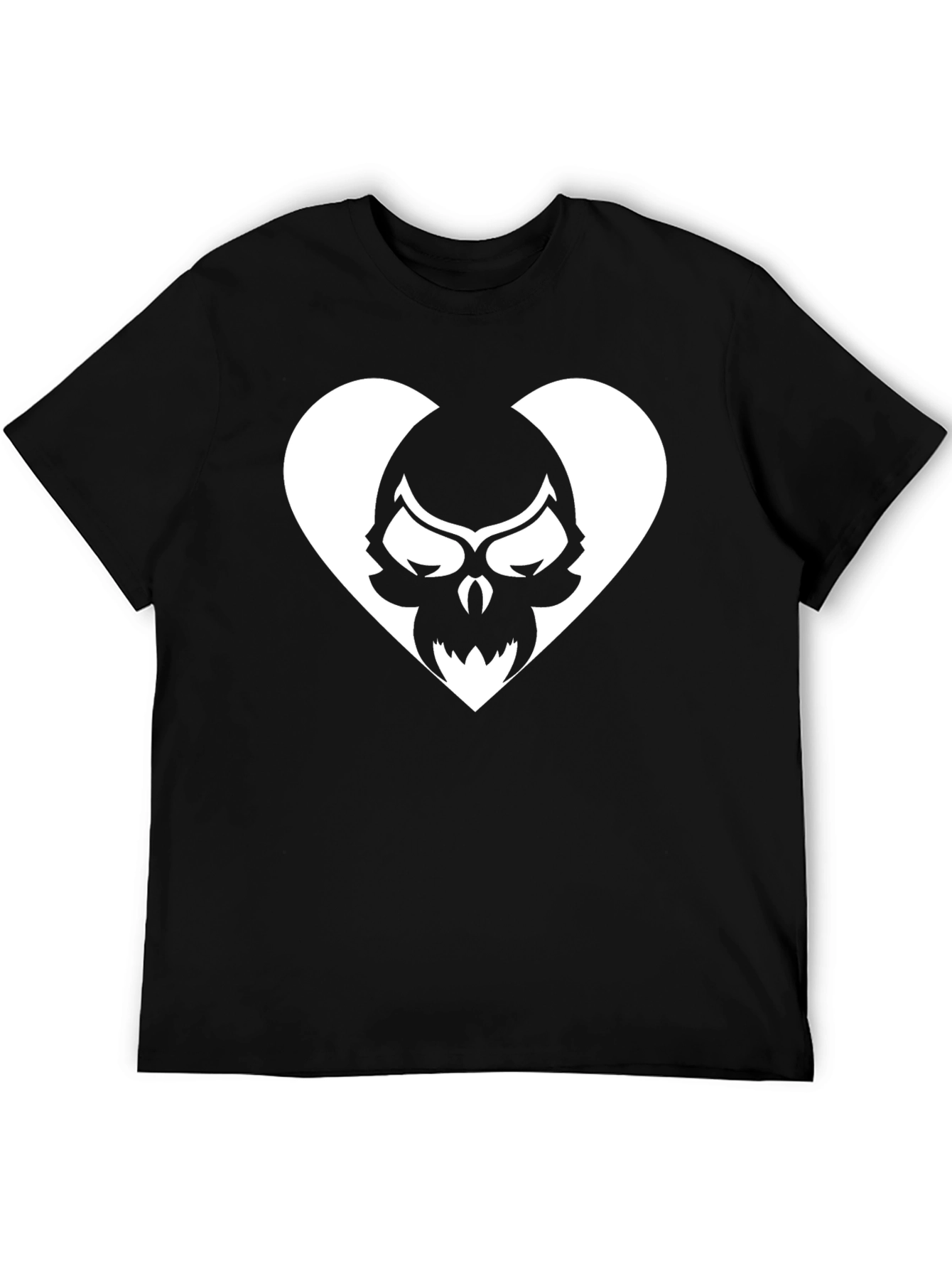 Skull Heart Graphic Tee - Black Cotton T-Shirt