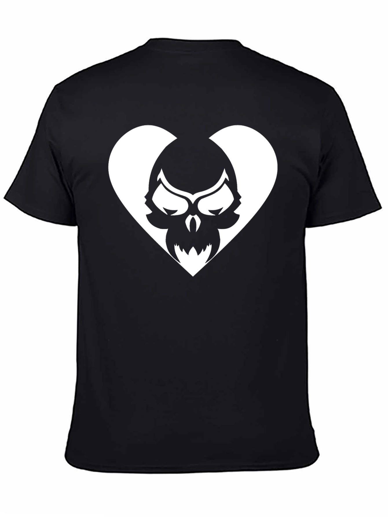 Skull Heart Graphic Tee - Black Cotton T-Shirt
