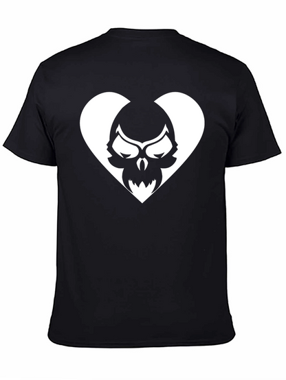 Skull Heart Graphic Tee - Black Cotton T-Shirt