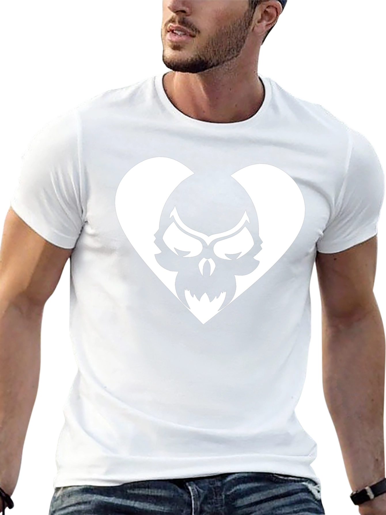 Skull Heart Graphic Tee - Black Cotton T-Shirt