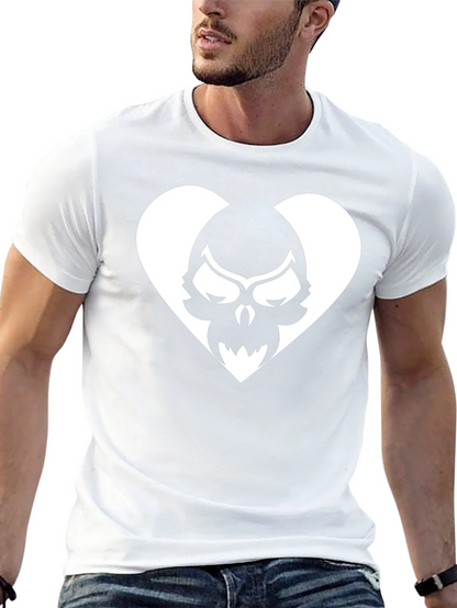 Skull Heart Graphic Tee - Black Cotton T-Shirt