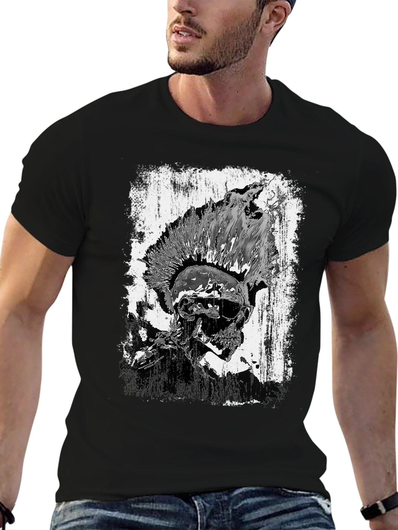 Punk Skull Graphic Tee - Black