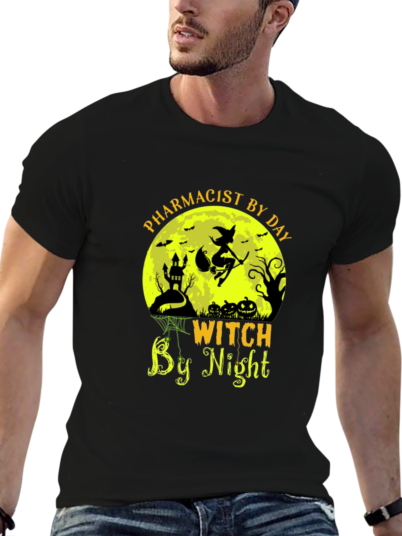 Pharmacist by Day Witch by Night Halloween T-Shirt