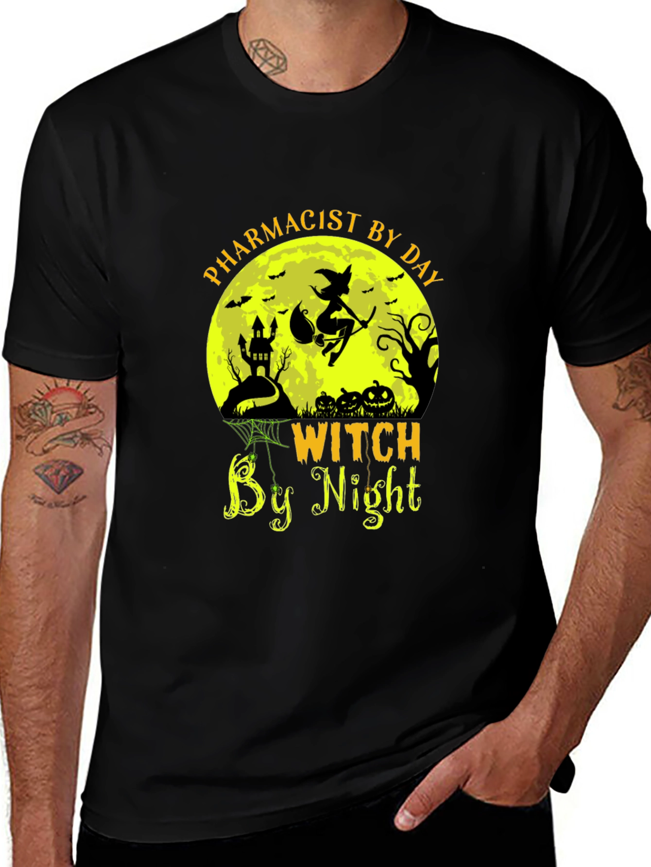 Pharmacist by Day Witch by Night Halloween T-Shirt