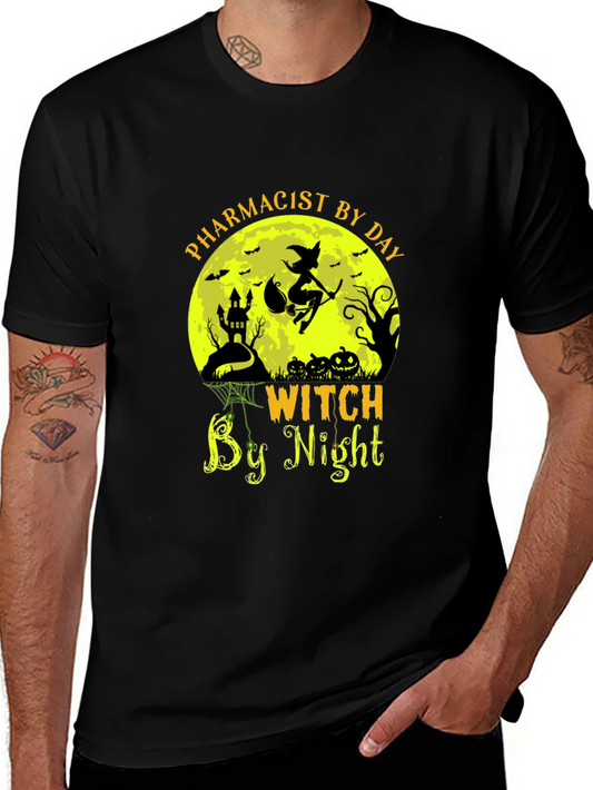 Pharmacist by Day Witch by Night Halloween T-Shirt