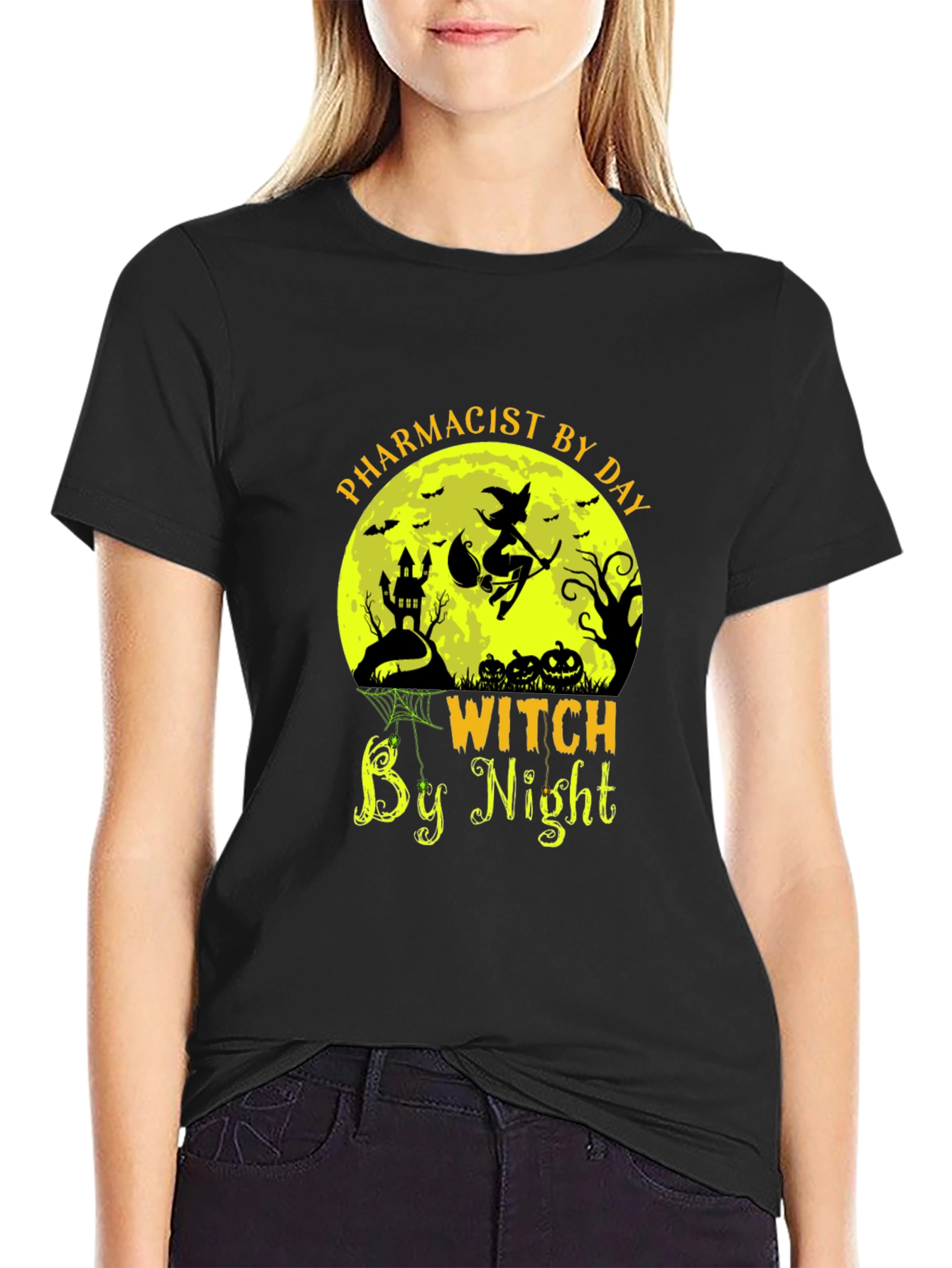 Pharmacist by Day Witch by Night Halloween T-Shirt