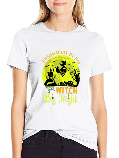 Pharmacist by Day Witch by Night Halloween T-Shirt