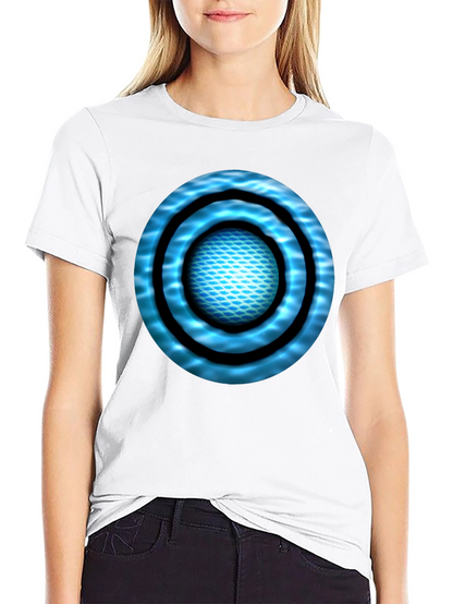 Abstract Blue Circle Design Black T-Shirt
