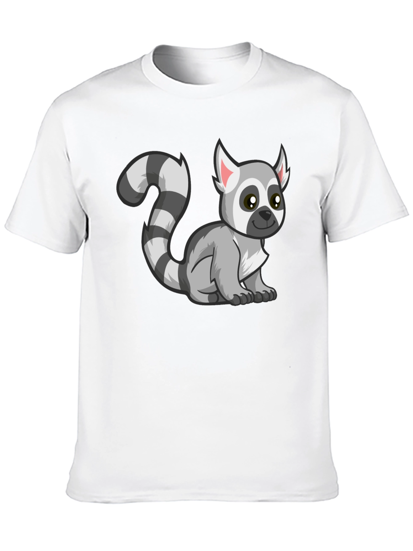 Cute Lemur Cartoon Graphic Tee Black