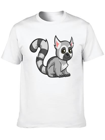 Cute Lemur Cartoon Graphic Tee Black