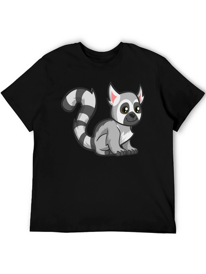 Cute Lemur Cartoon Graphic Tee Black