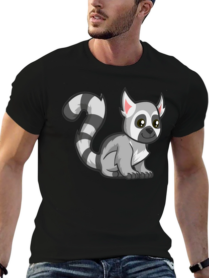 Cute Lemur Cartoon Graphic Tee Black