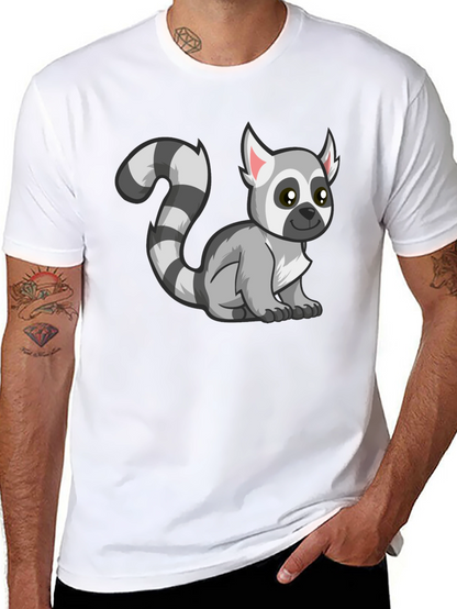 Cute Lemur Cartoon Graphic Tee Black