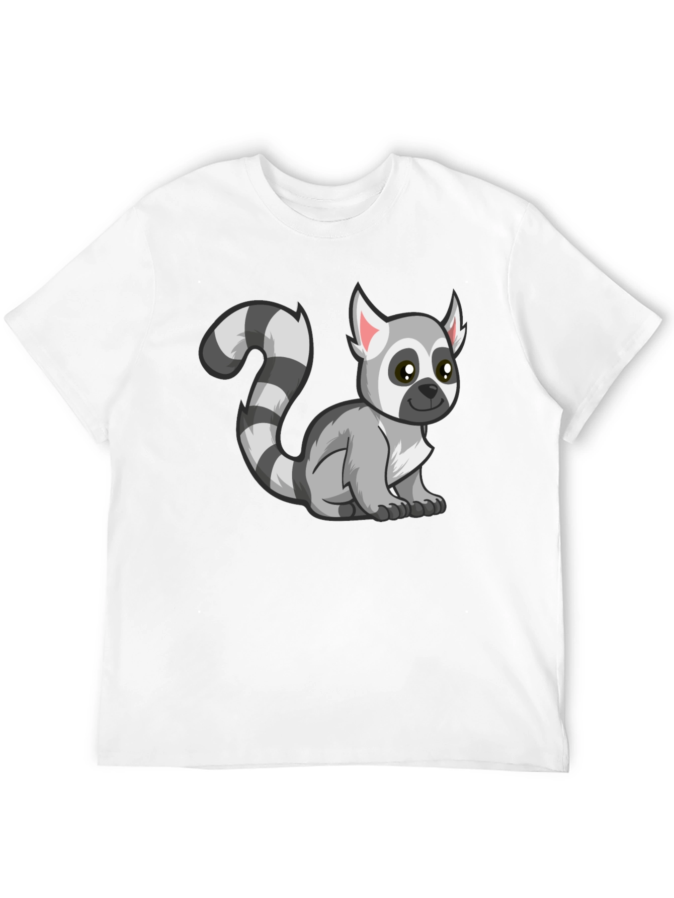 Cute Lemur Cartoon Graphic Tee Black