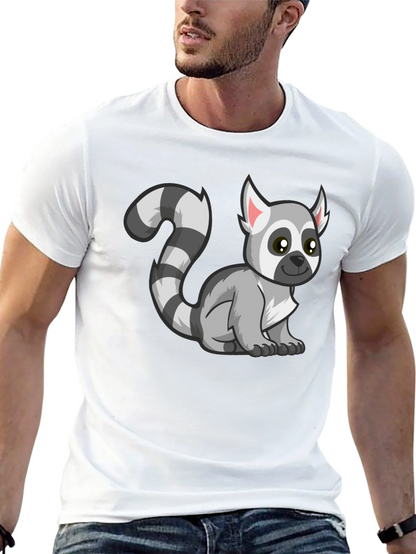 Cute Lemur Cartoon Graphic Tee Black