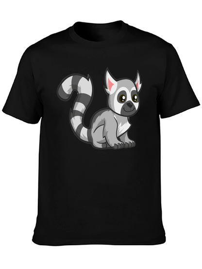 Cute Lemur Cartoon Graphic Tee Black