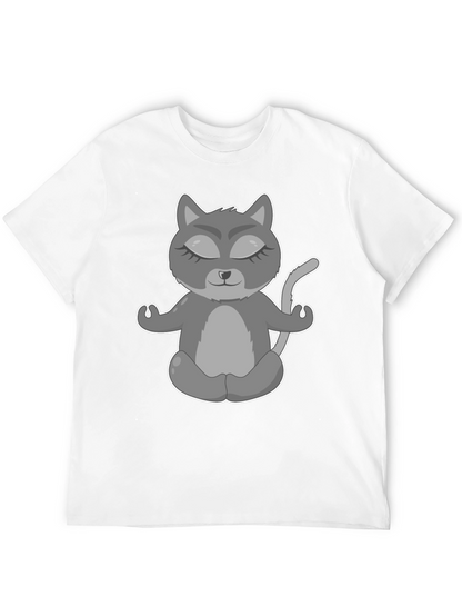 Yoga Cat Graphic T-Shirt - Black Tee