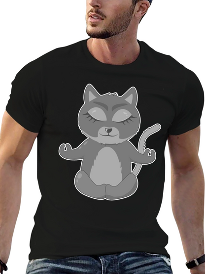 Yoga Cat Graphic T-Shirt - Black Tee