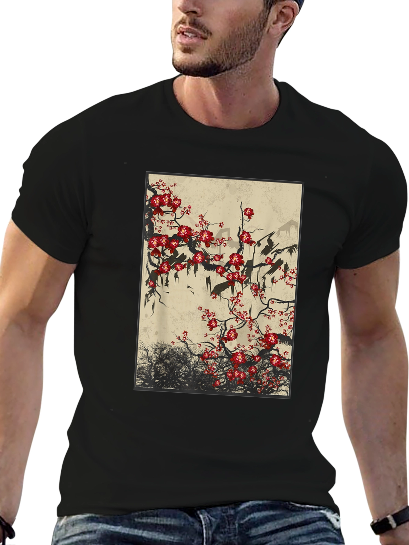 Blossom Art Black T-Shirt