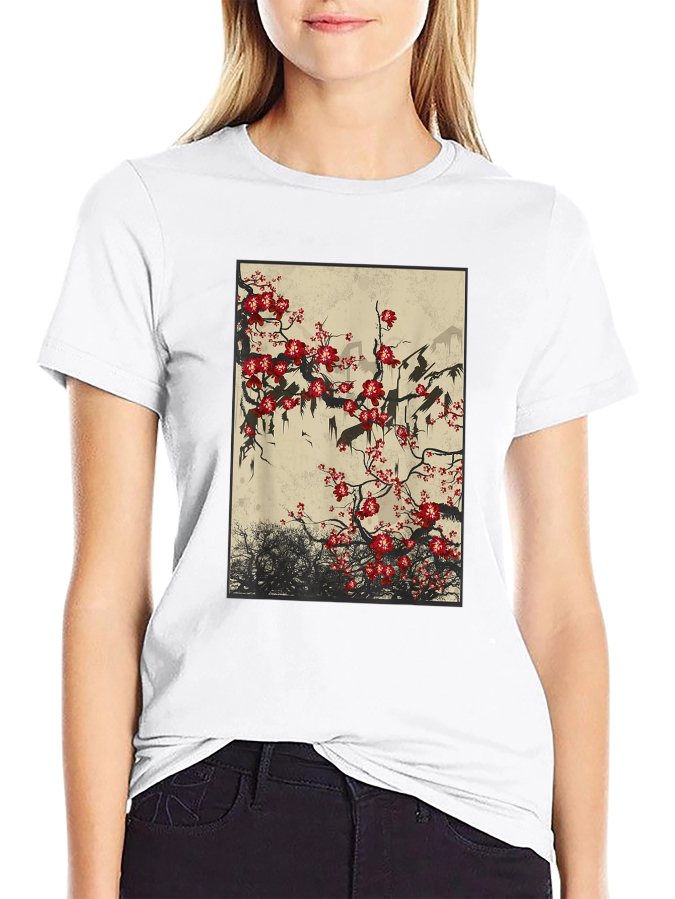 Blossom Art Black T-Shirt