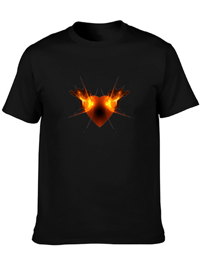 Fiery Heart Graphic Black Tee