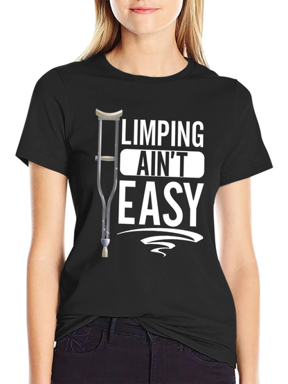 Limping Aint Easy Black Graphic T-Shirt