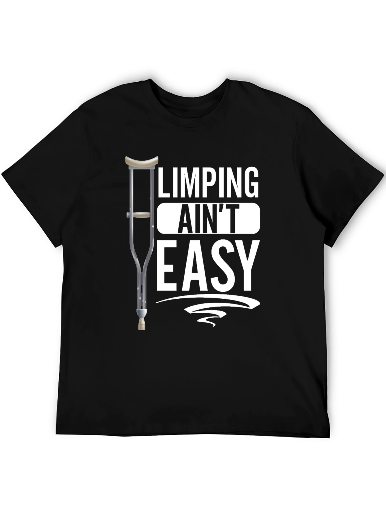 Limping Aint Easy Black Graphic T-Shirt