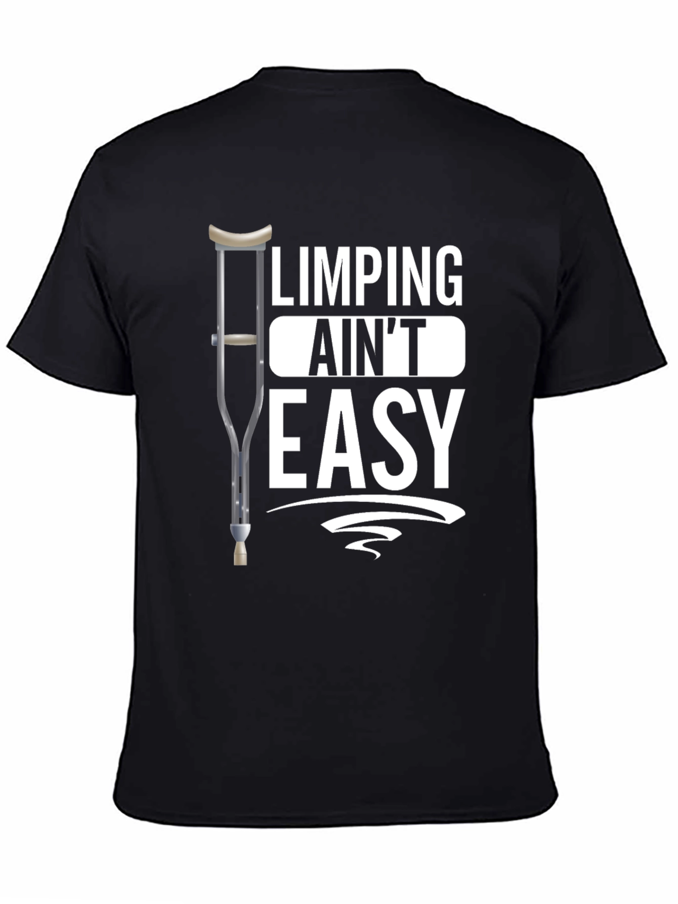 Limping Aint Easy Black Graphic T-Shirt