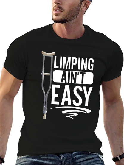 Limping Aint Easy Black Graphic T-Shirt