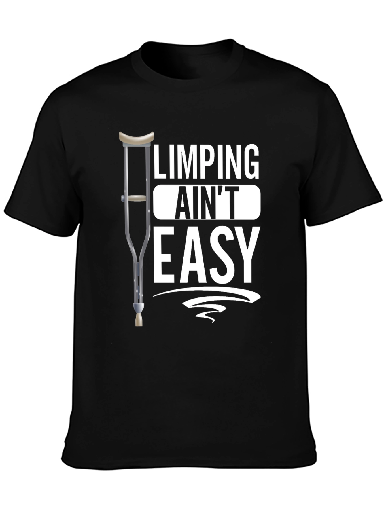 Limping Aint Easy Black Graphic T-Shirt