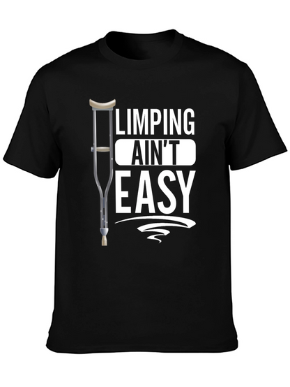 Limping Aint Easy Black Graphic T-Shirt