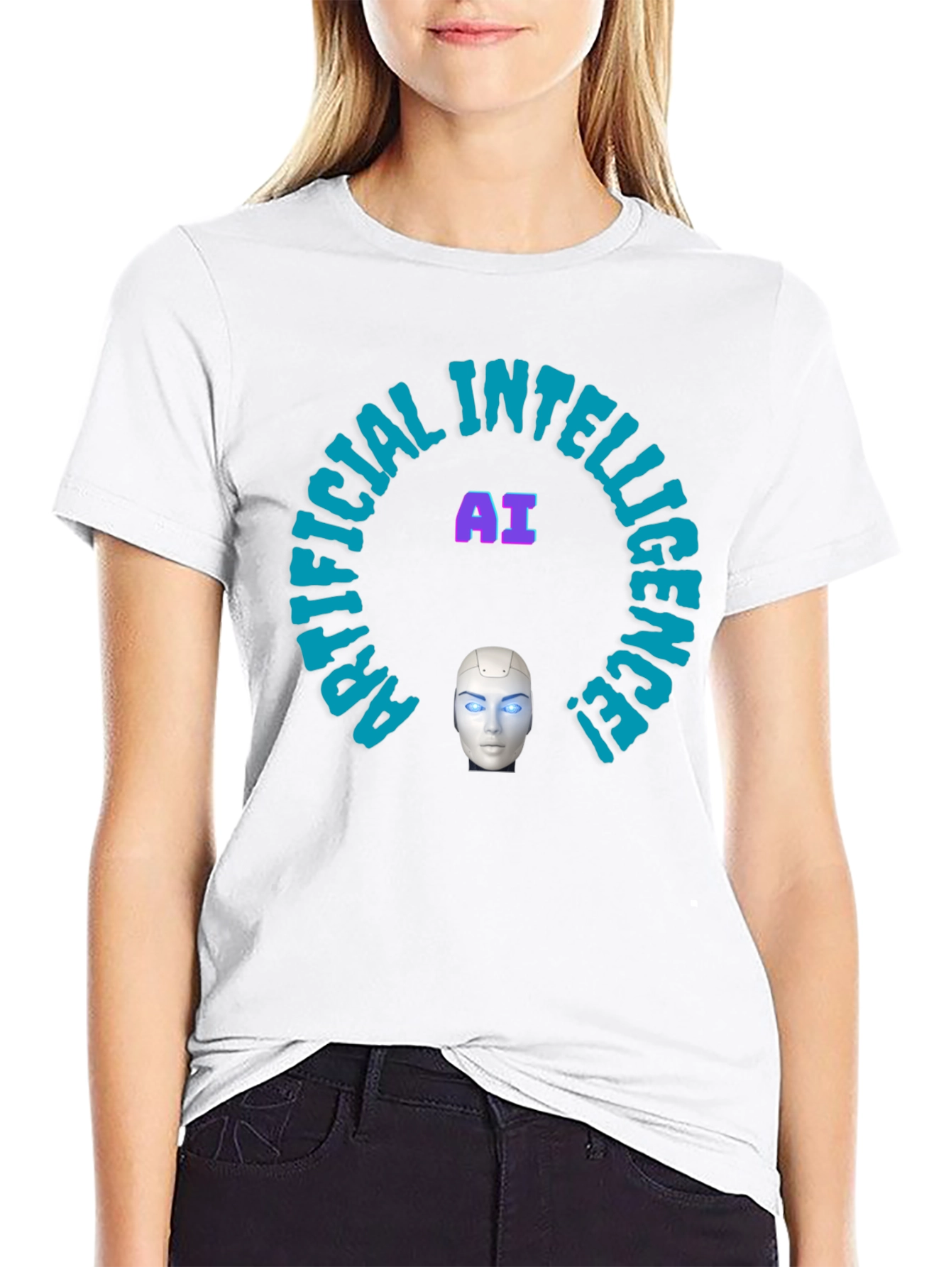 AI Intelligence Graphic Tee - Futuristic Design