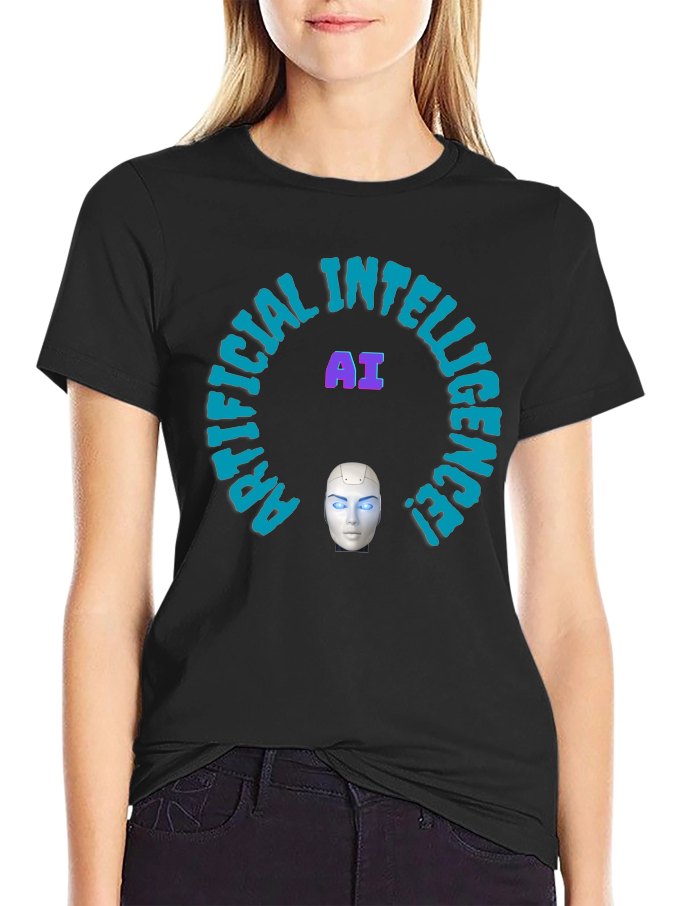 AI Intelligence Graphic Tee - Futuristic Design