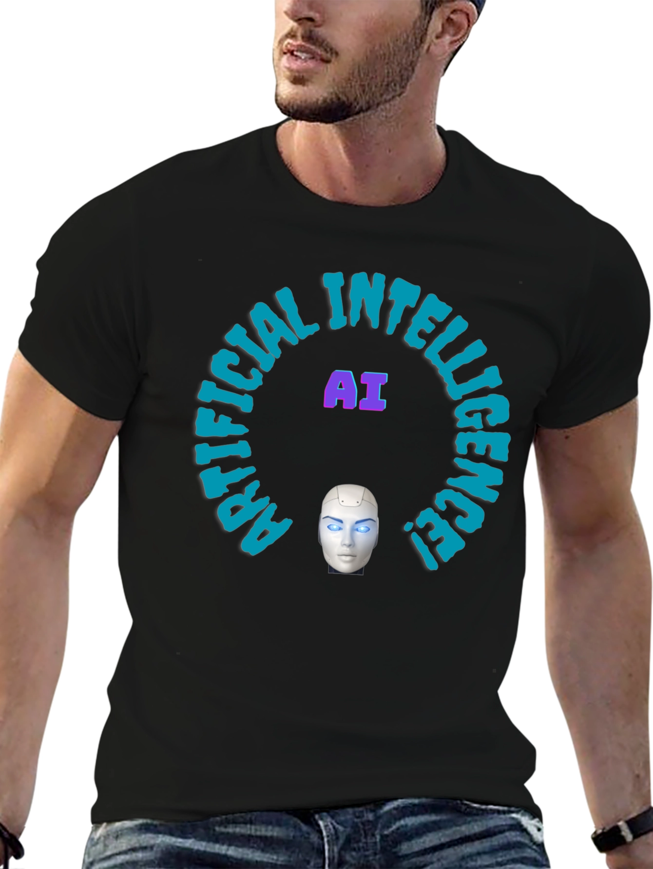 AI Intelligence Graphic Tee - Futuristic Design