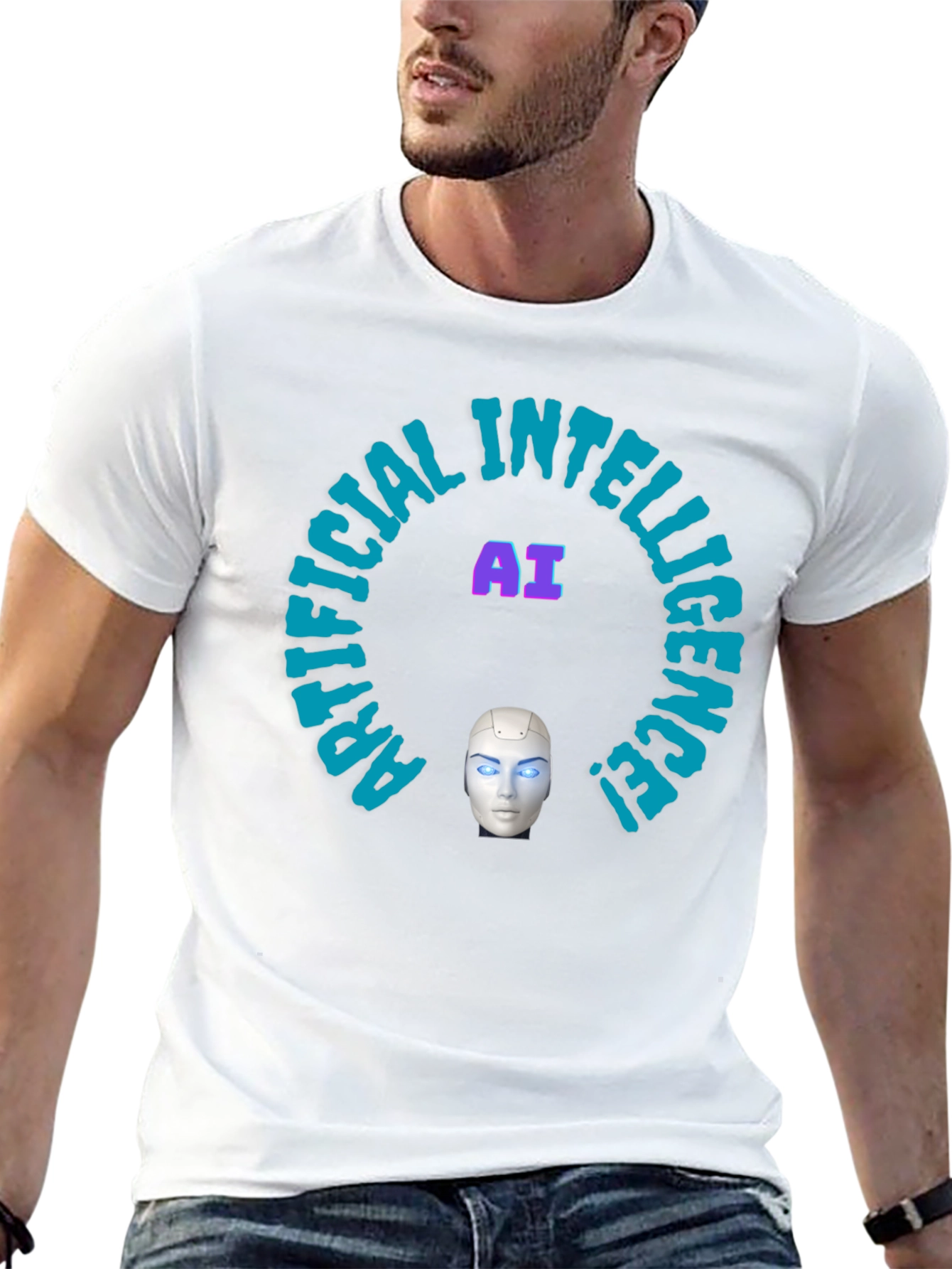AI Intelligence Graphic Tee - Futuristic Design
