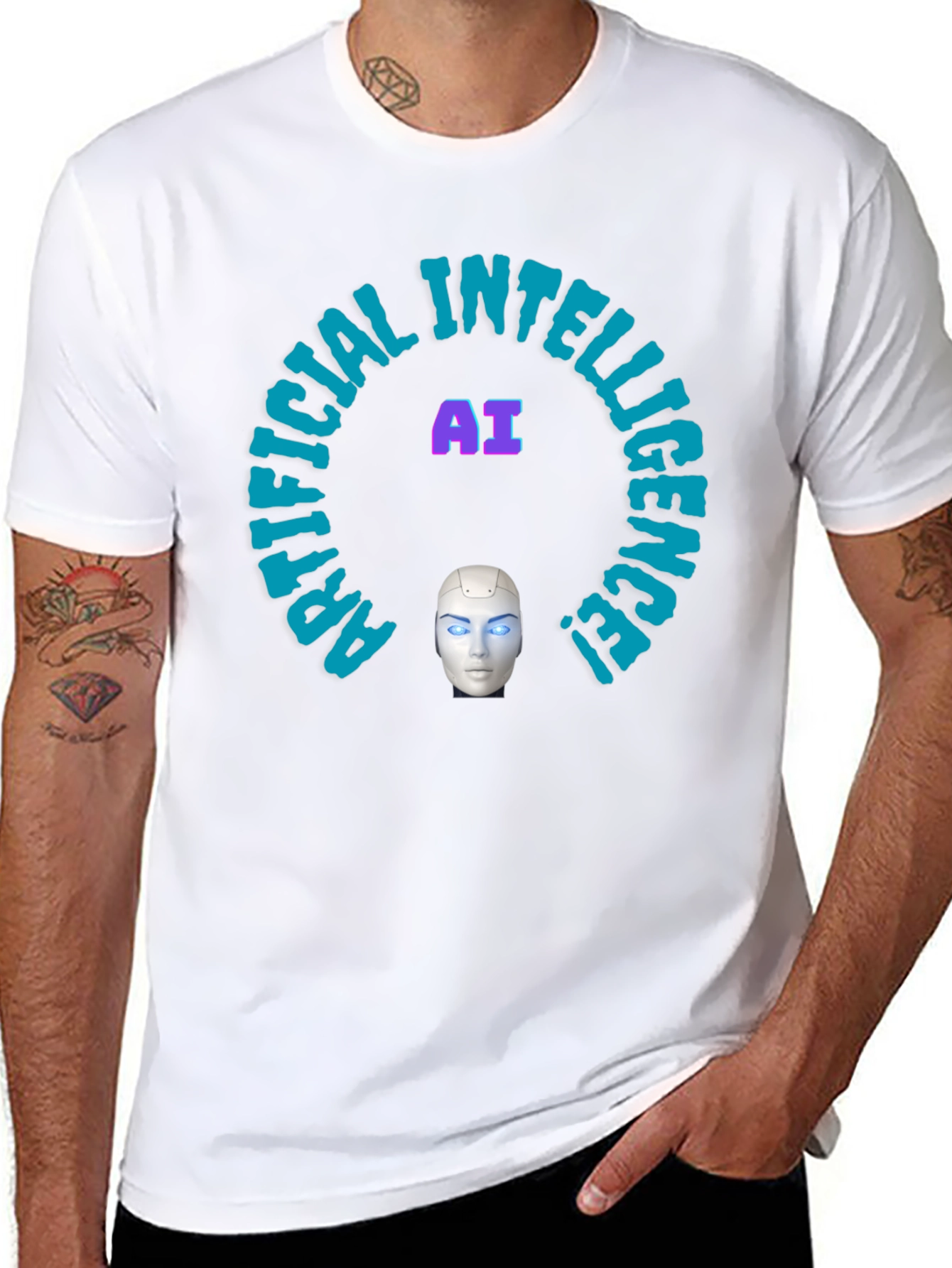 AI Intelligence Graphic Tee - Futuristic Design
