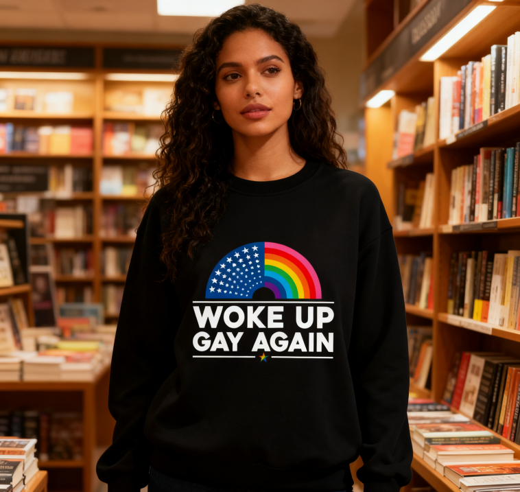 Rainbow Flag + USA "Woke Up Gay Again" Unisex Sweatshirt