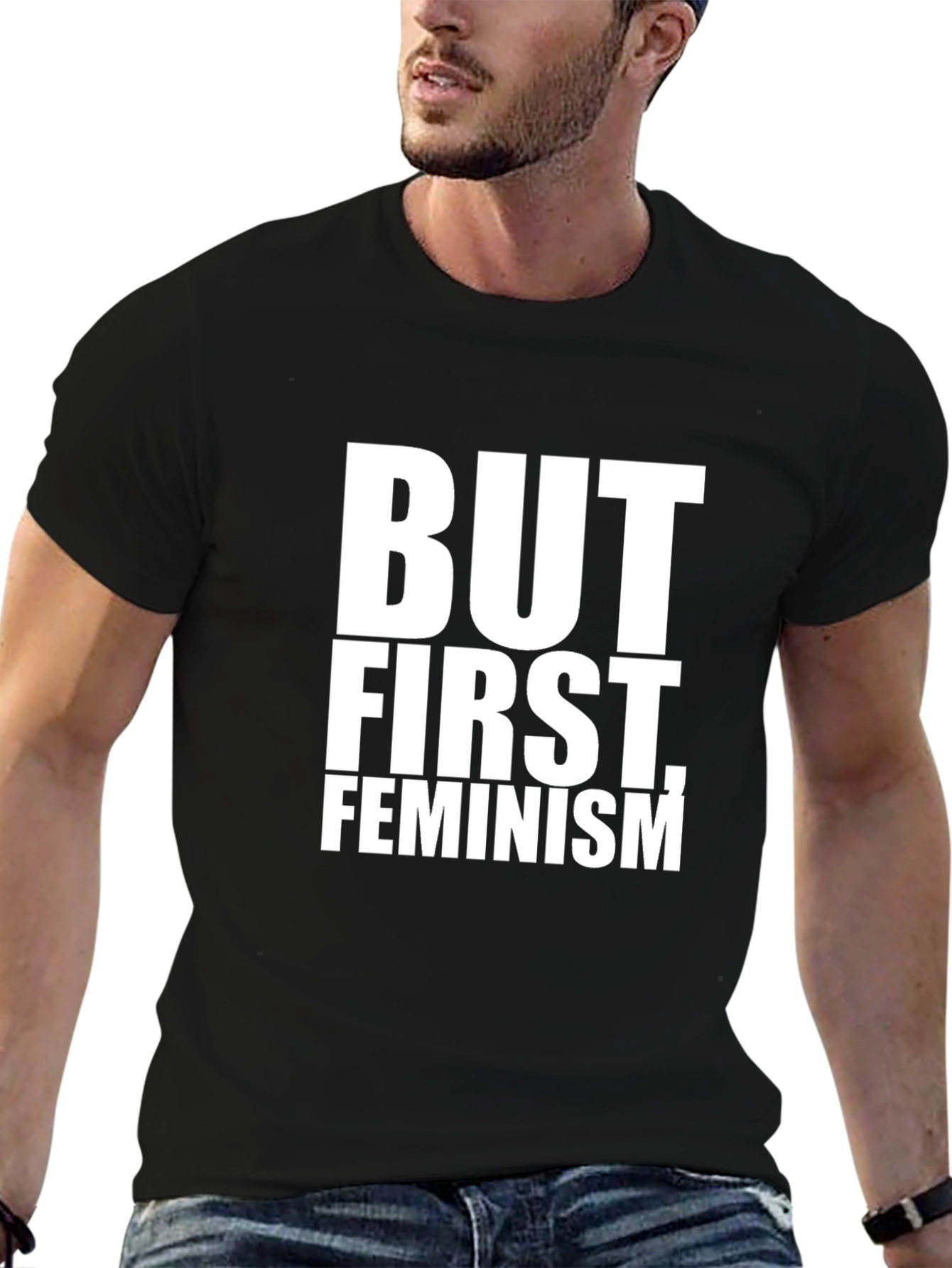But First Feminism Graphic Tee - Black T-Shirt