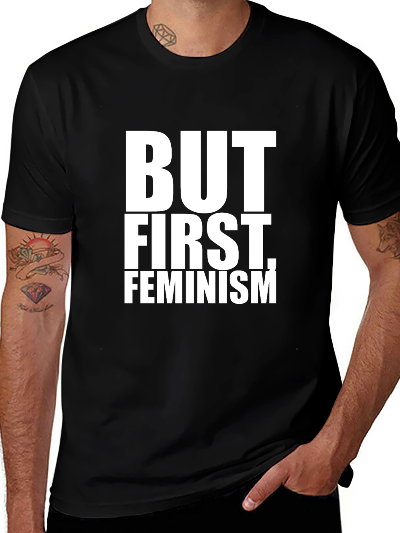 But First Feminism Graphic Tee - Black T-Shirt