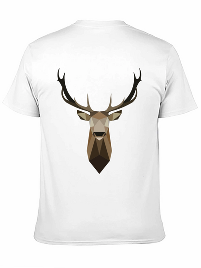 Geometric Deer Head Graphic T-Shirt - Black