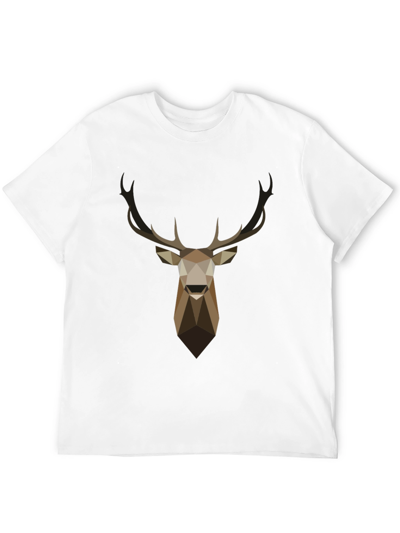 Geometric Deer Head Graphic T-Shirt - Black