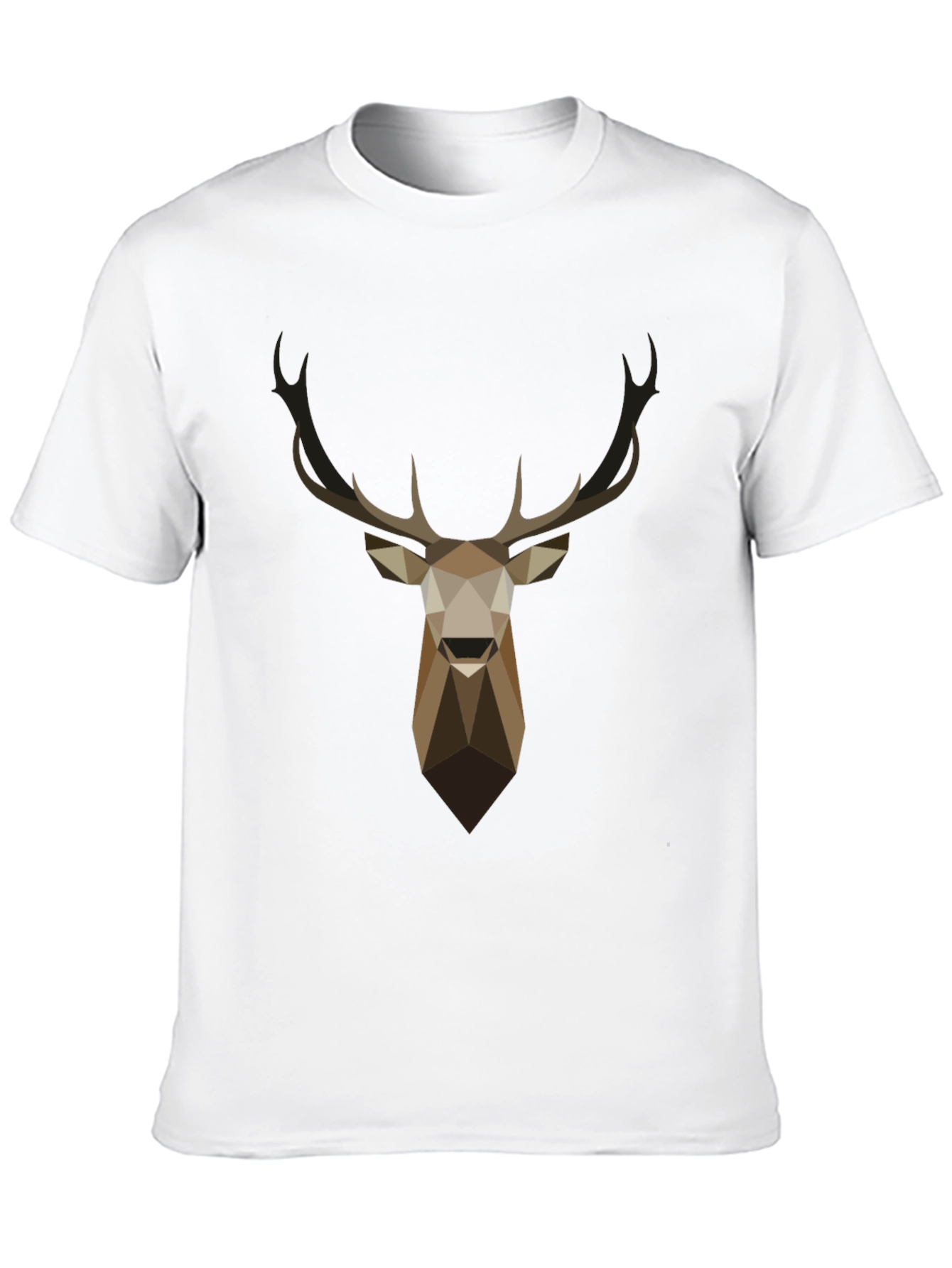 Geometric Deer Head Graphic T-Shirt - Black