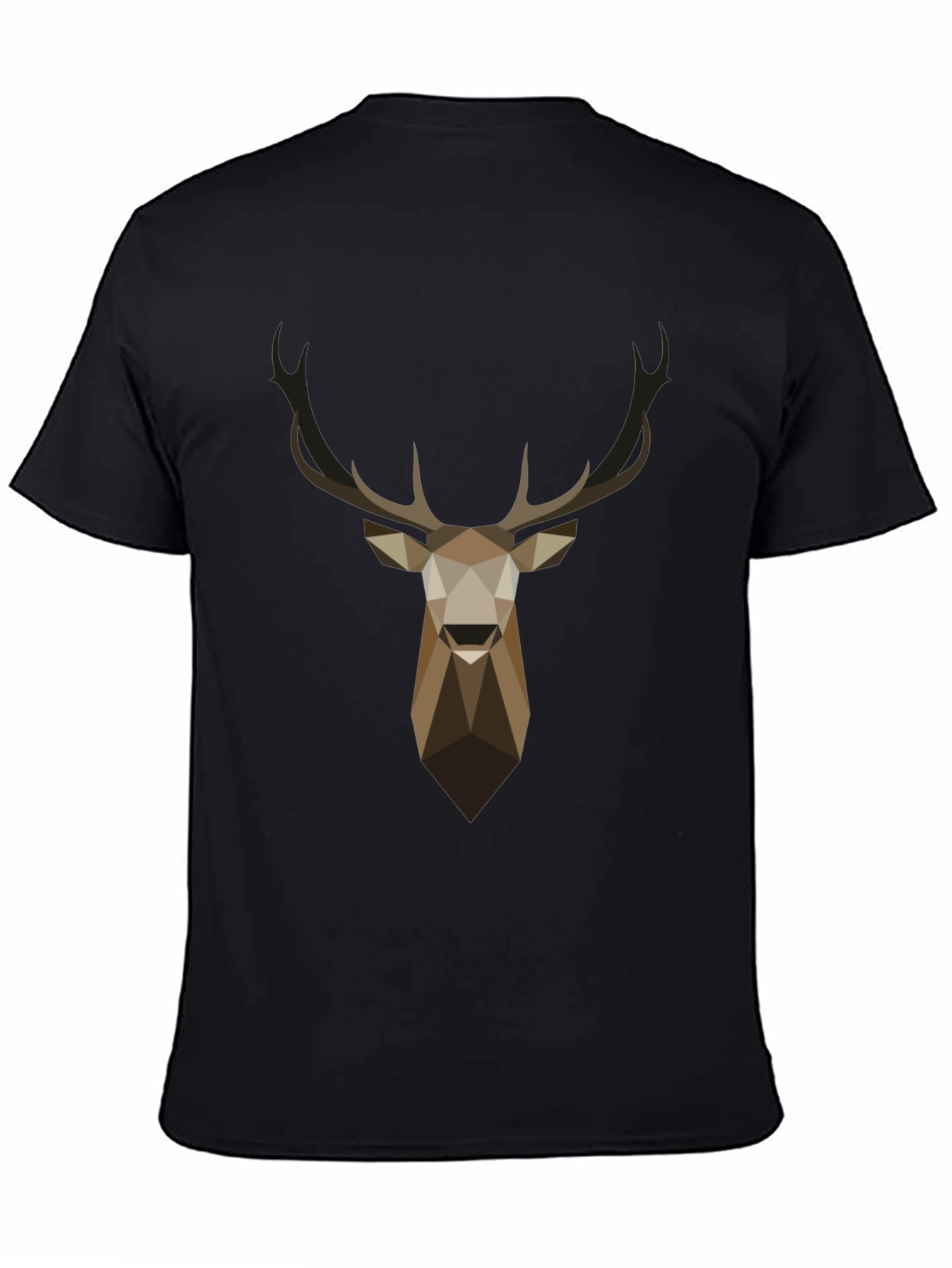 Geometric Deer Head Graphic T-Shirt - Black