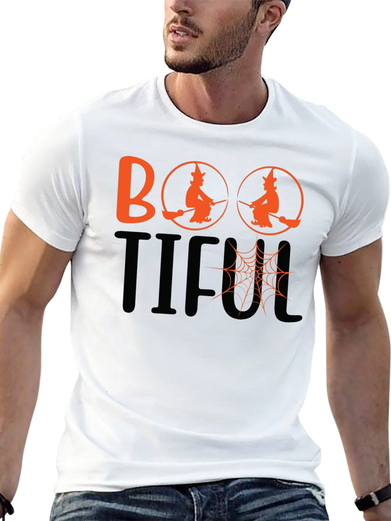 Boo-tiful Halloween T-Shirt - Witch & Spider Web Design