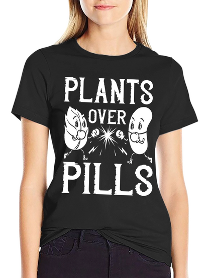 Plants Over Pills Graphic Tee - Black