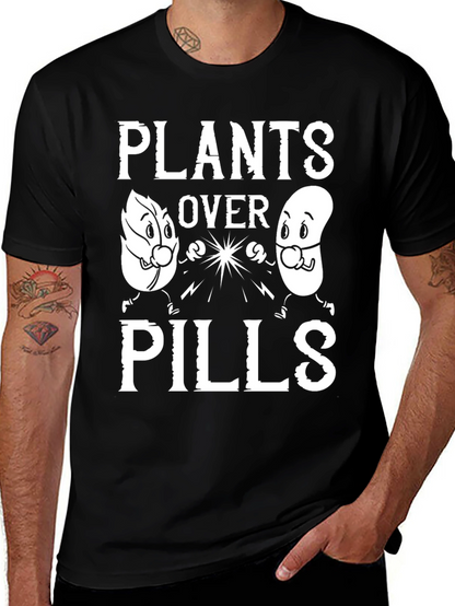 Plants Over Pills Graphic Tee - Black
