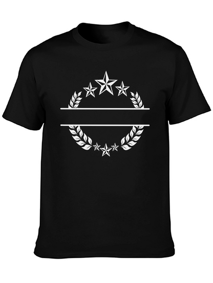 Stylish Star Laurel Wreath Black T-Shirt