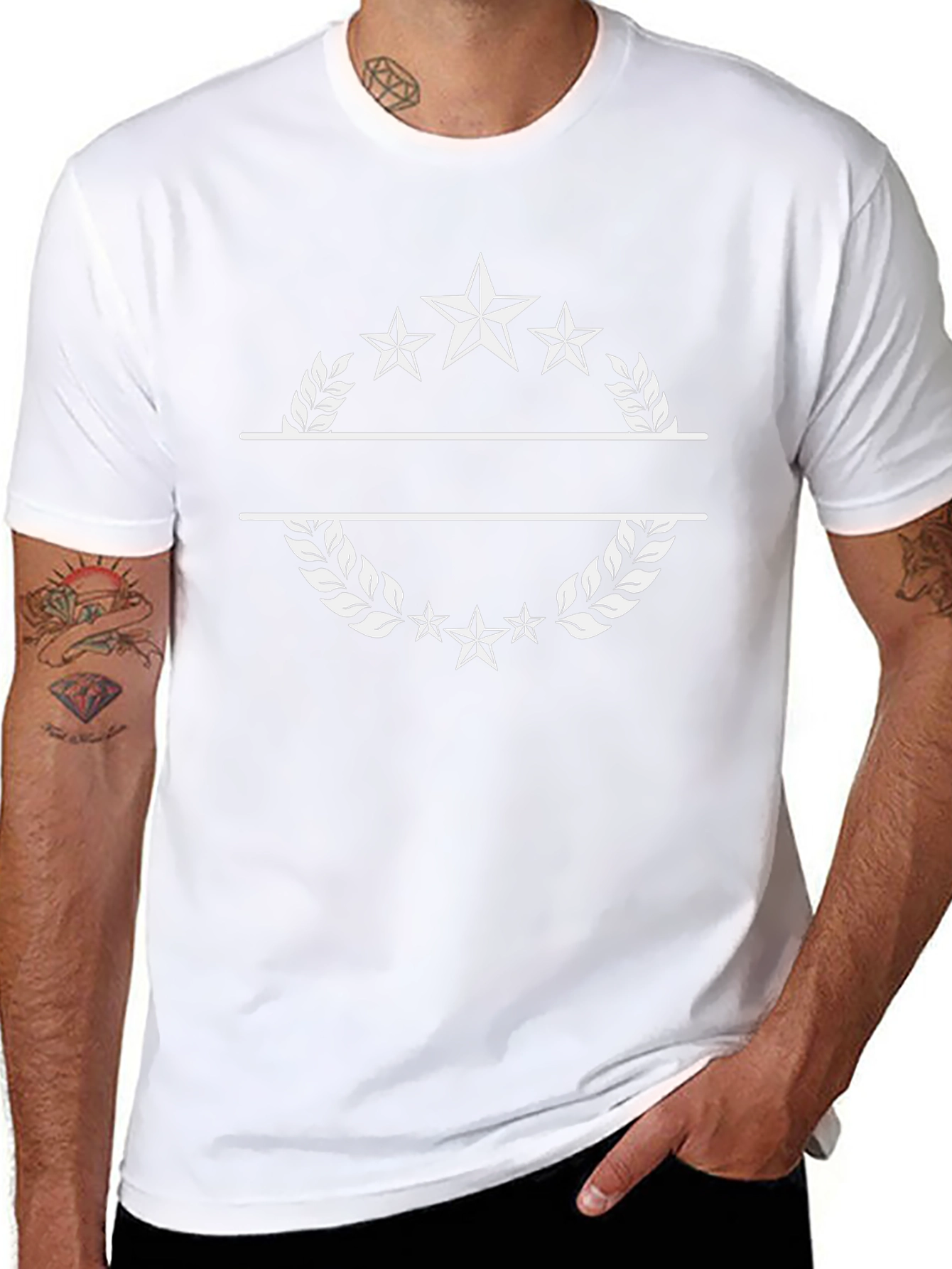 Stylish Star Laurel Wreath Black T-Shirt