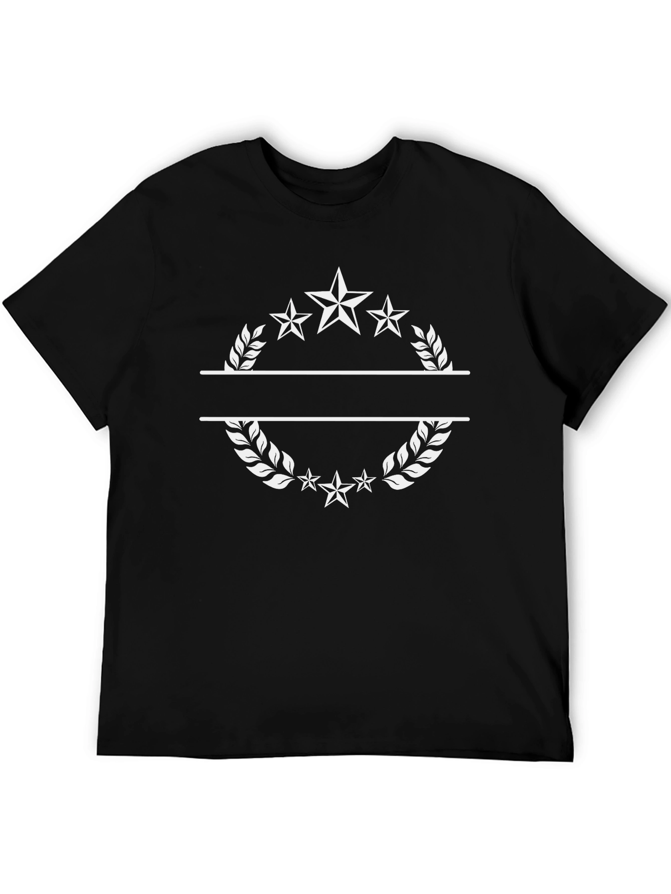 Stylish Star Laurel Wreath Black T-Shirt