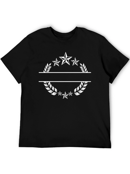 Stylish Star Laurel Wreath Black T-Shirt